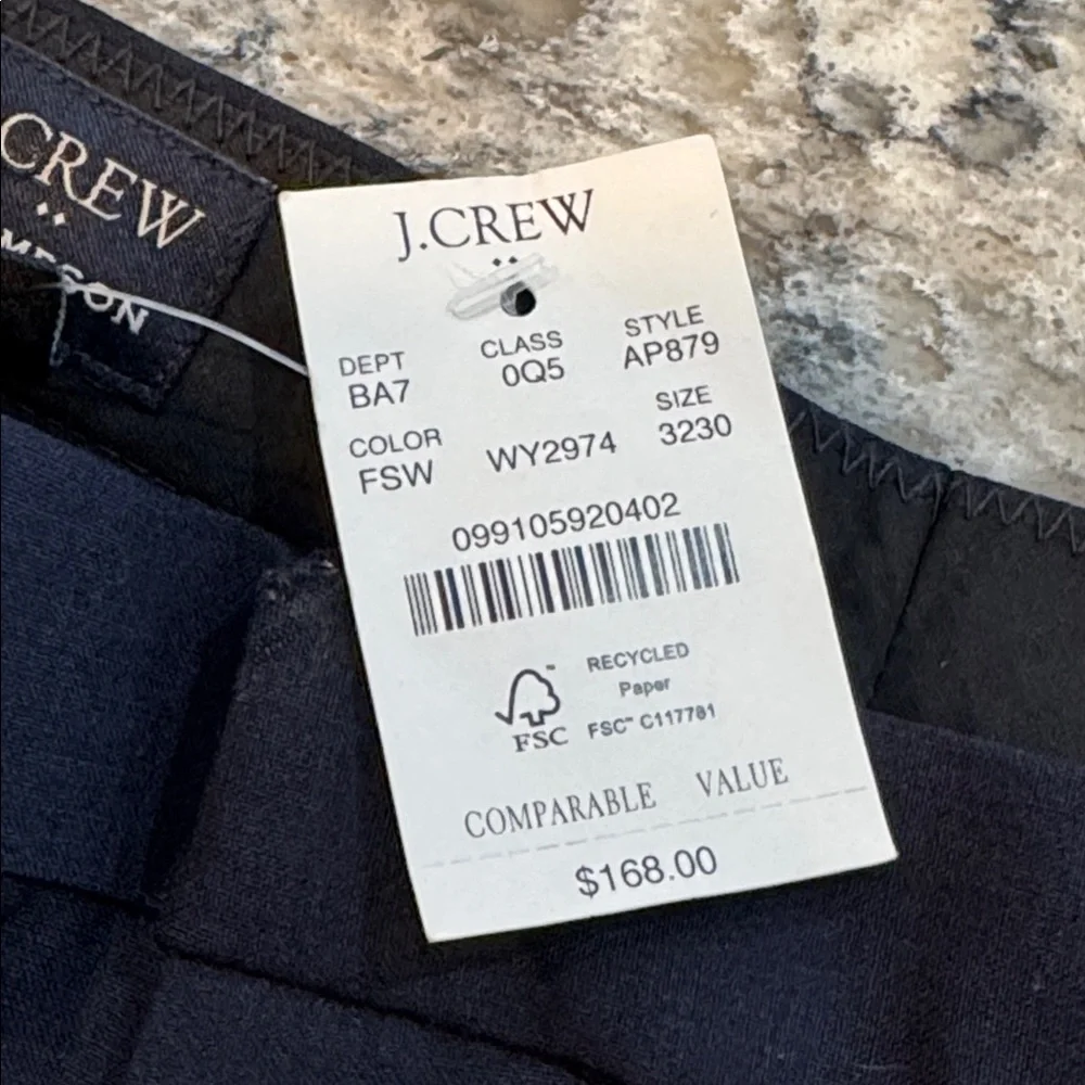 J.Crew Thompson Four Season Tapered Dress Pants Navy 32x30 NWT